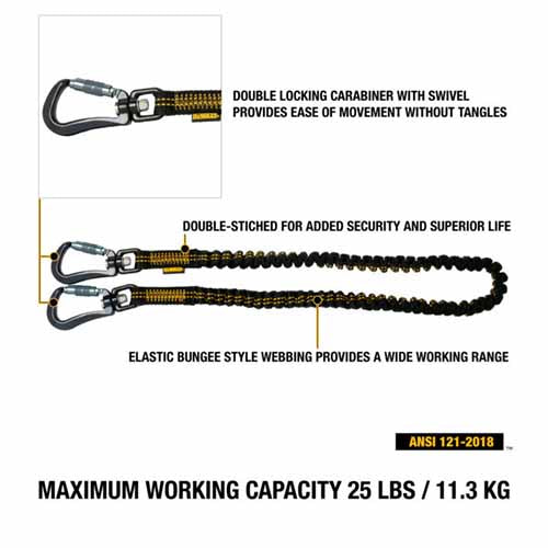 Tool Lanyard Double-Locking Single Carabiner with Swivel - 25 lbs