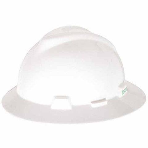 MSA V-Gard Full Brim White Hard Hats | 475369