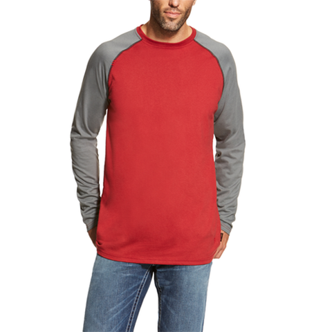 Ariat FR Baseball Long Sleeve Red/Dark Grey T-shirt | 10019028