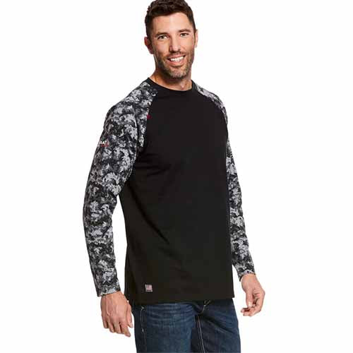 Ariat FR Baseball T-shirt Black and Digi-Camo | 10027893