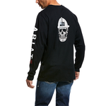 Ariart FR Skull Graphic Long Sleeve Black T-shirt | 10026434