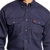 Ariat FR Solid Vent Button Down Navy Work Shirt | 10019062