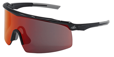 Whipray™ Red Mirror Lens, Shiny Black Frame Safety Glasses | BH32510PFT