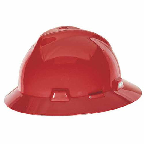 MSA V-Gard Full Brim Red Hard Hats | 475371